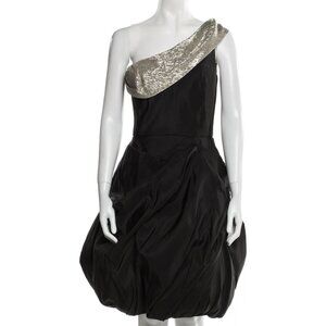 Oscar de la Renta One-Shoulder Knee-Length Dress Size: 8